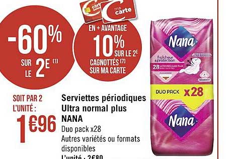 serviettes périodiques ultra normal plus nana