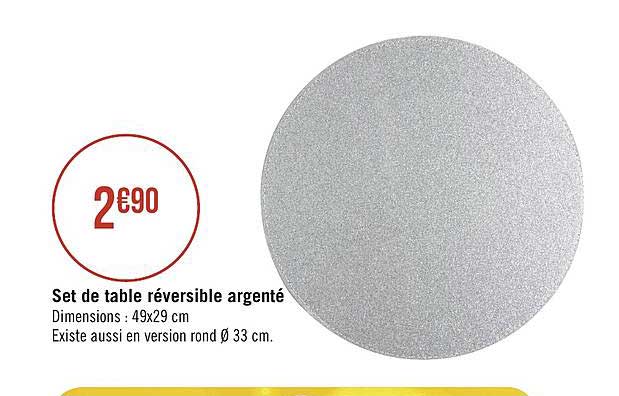 set de table réversible argenté