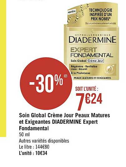 soin global crème jour peaux matures et exigeantes diadermine expert fondamental