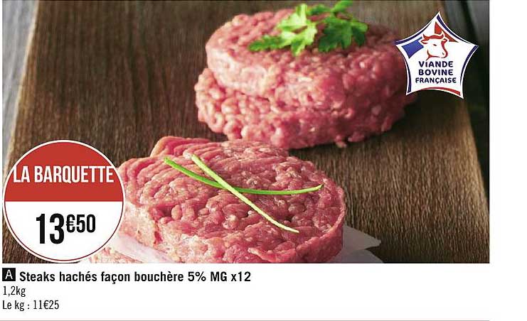 steaks haché façon bouchère 5% mg x12