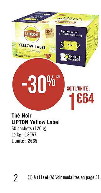 thé noir lipton yellow label