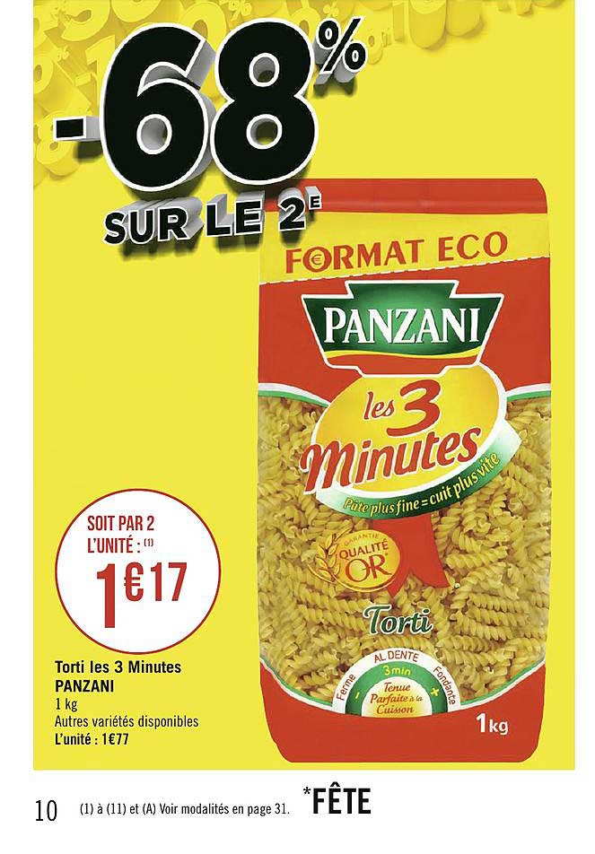 torti les 3 minutes panzani