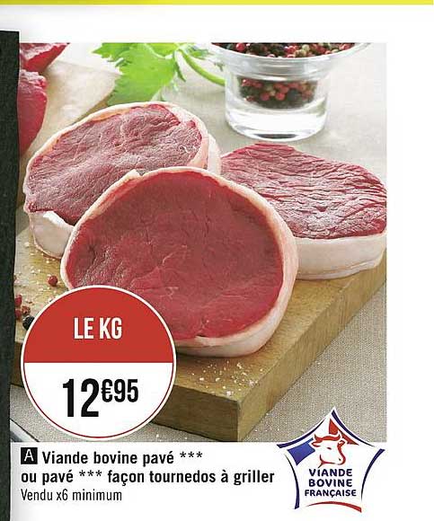 viande bovine pavé ou pavé façon tournedos à griller