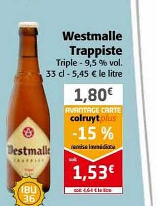 westmalle trappiste -15% de remise immédiate
