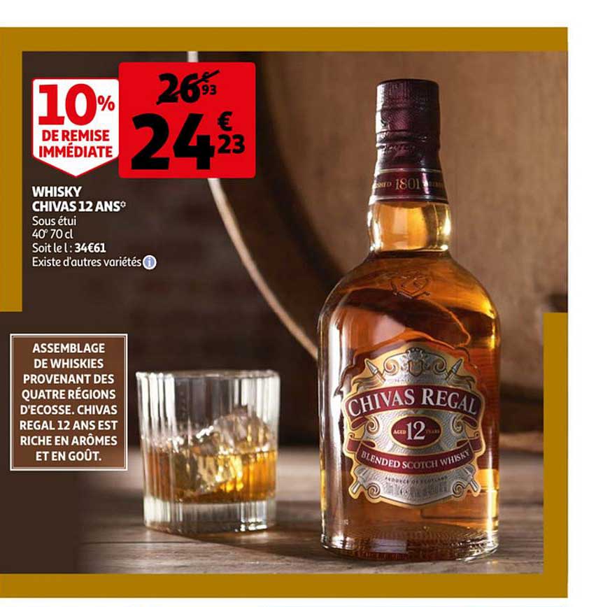 whisky chivas 12 ans 10% de remise immédiate