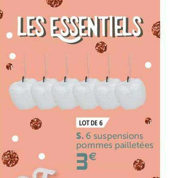 6 suspensions pommes pailletées