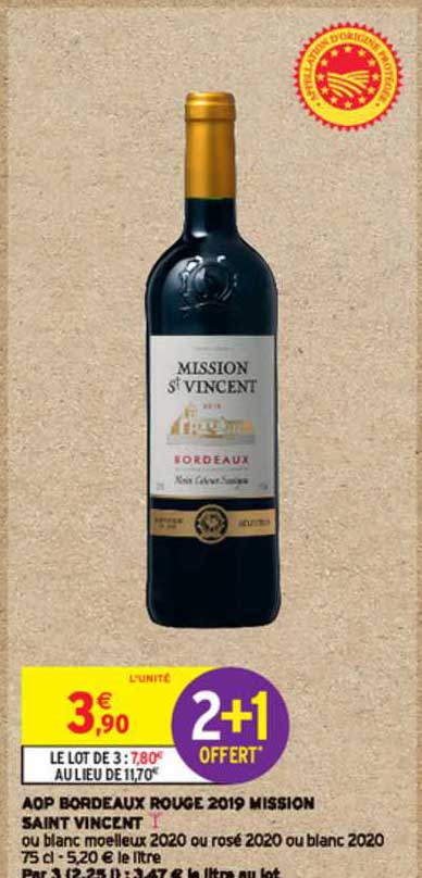 aop bordeaux rouge 2019 mission saint vincent