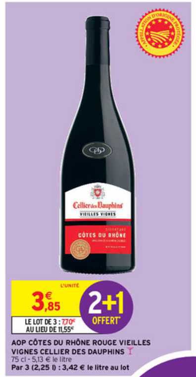 aop côtes du rhône rouge vieilles vignes cellier des dauphins