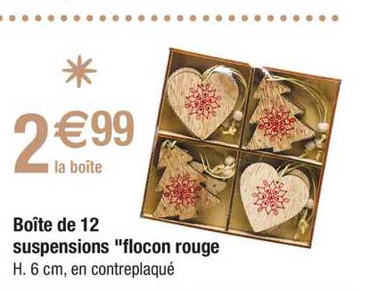 boîte de 12 suspensions "flocon rouge"