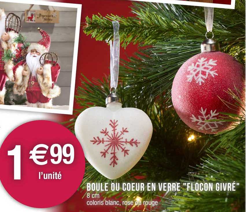 boule ou cœur en verre "flocon givré"