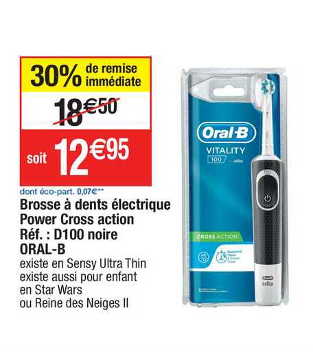 brosse à dents électrique power cross action réf. d100 noire oral-b