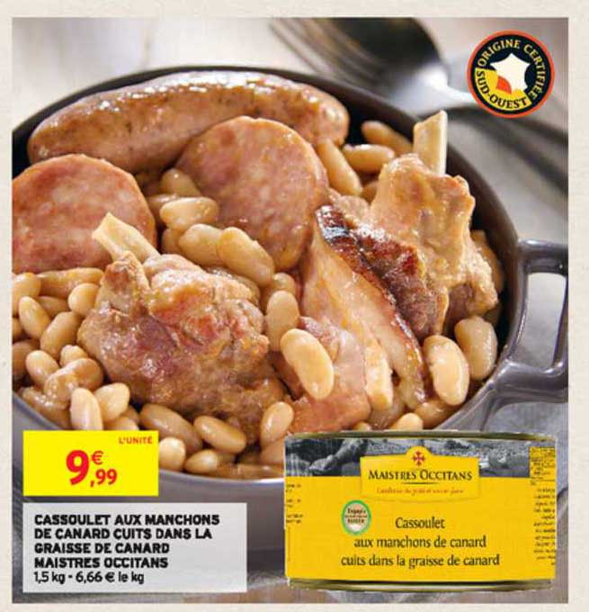 cassoulet aux manchons de canard cuits dans la graisse de canard maistres occitans