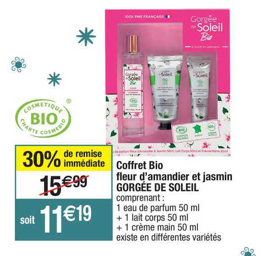 coffret bio fleur d'amandier et jasmin gorgée de soleil