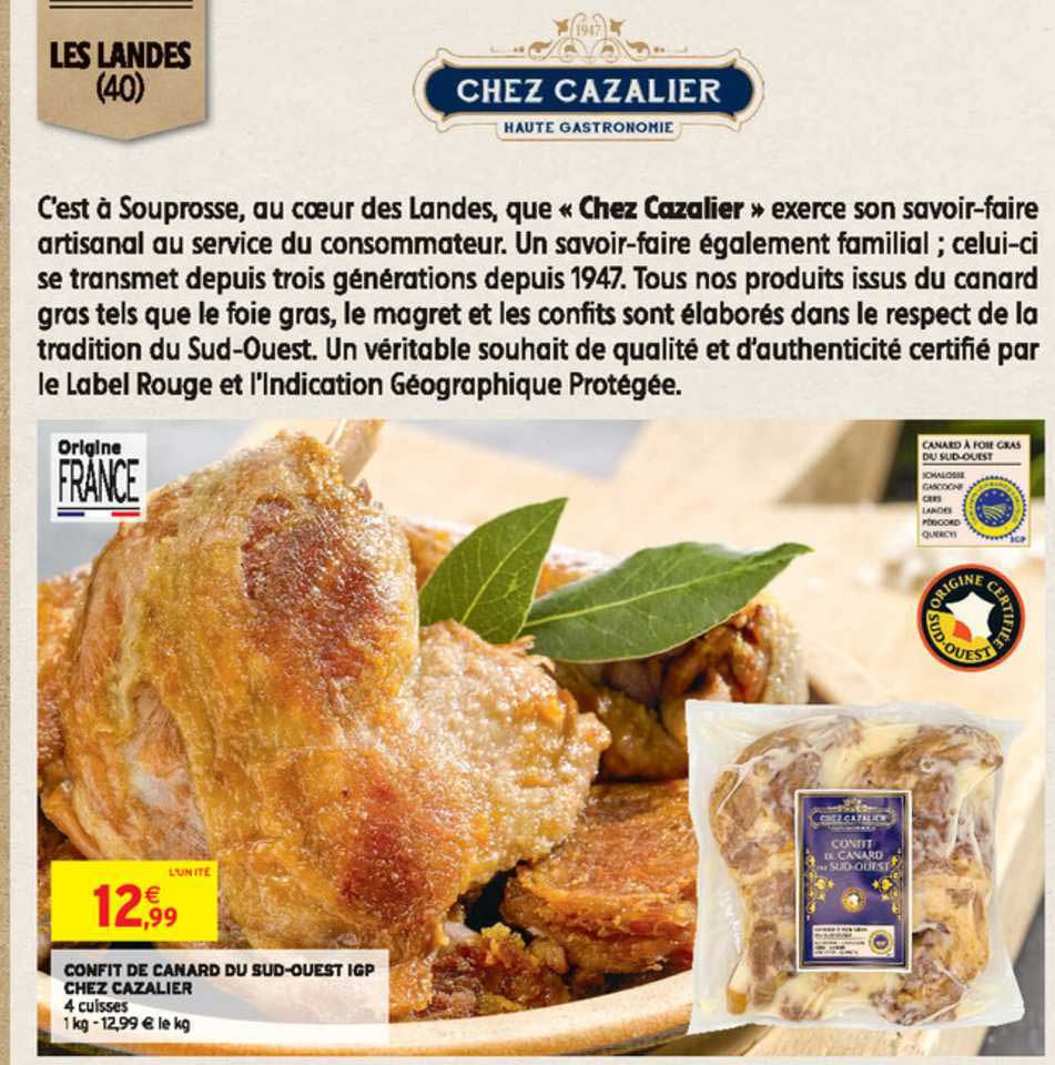 confit de canard du sud-ouest igp chez cazalier