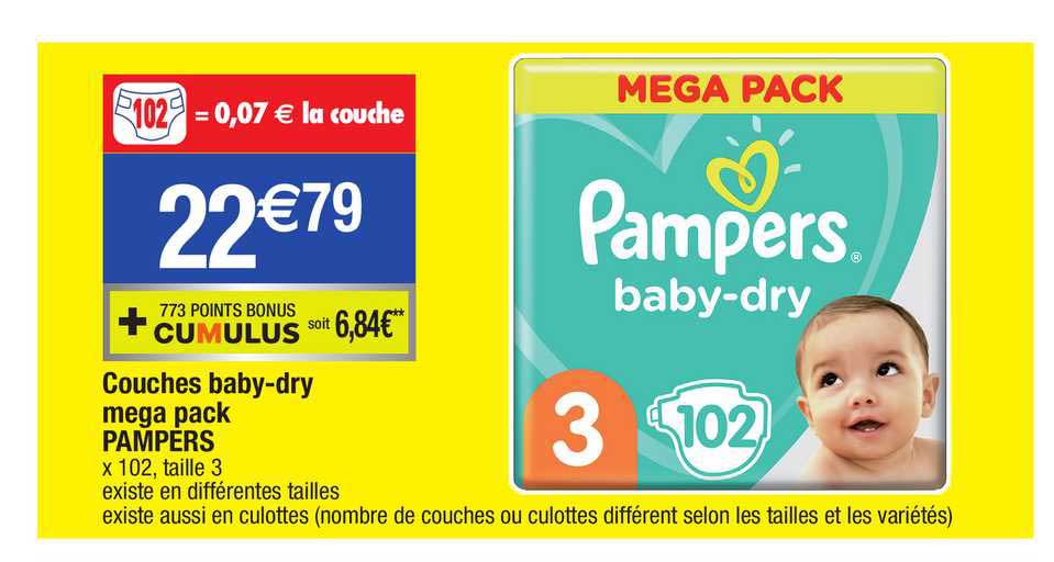 couches baby-dry méga pack pampers