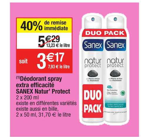 déodorant spray extra efficacité sanex natur' protect