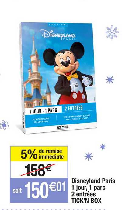 disneyland paris 1 jour, 1 parc 2 entrées tick'n box