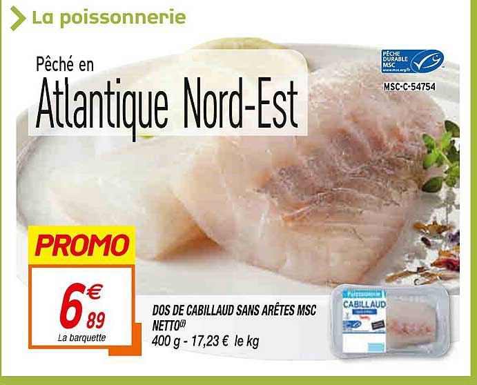 Dos De Cabillaud Sans Arêtes Msc Netto