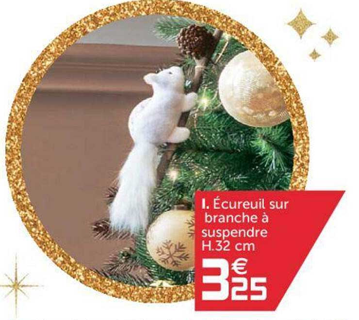 écureuil sur branche à suspendre h. 32 cm