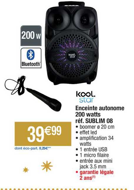 enceinte autonome 200 watts kool star réf. sublim 08