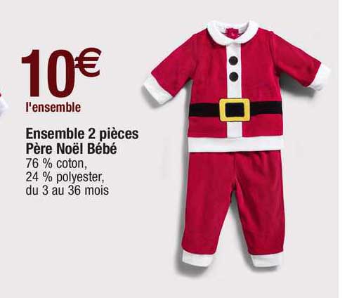 ensemble 2 pièces père noël bébé