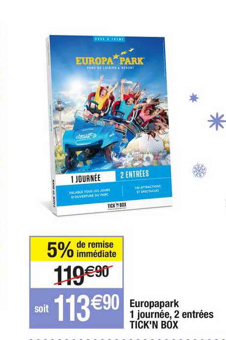 europapark 1 journée, 2 entrées tick'n box