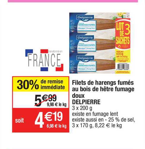 filets de harengs fumés au bois de hêtre fumage doux delpierre