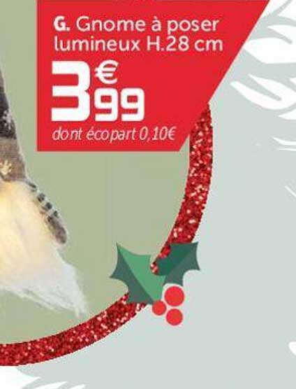 gnome à poser lumineux h.28 cm