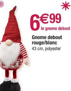 gnome debout rouge-blanc