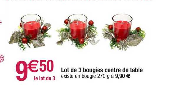 Lot De 3 Bougies Centre De Table