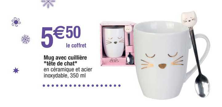Mug Avec Cuillère "tête De Chat"