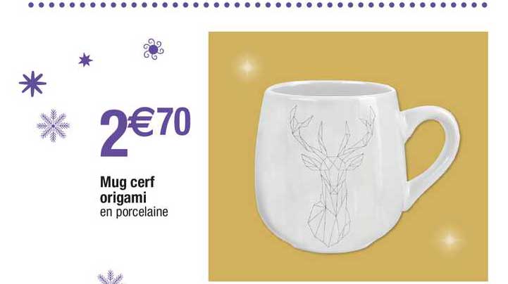 mug cerf origami