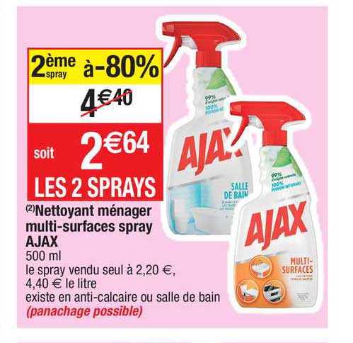 nettoyant ménager multi-surfaces spray ajax