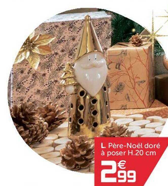père-noël doré à poser h. 20 cm