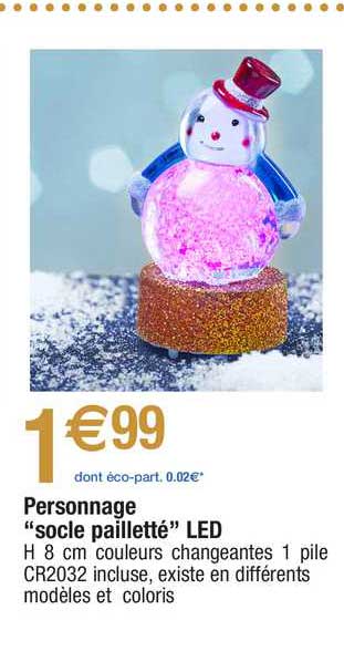 personnage "socle pailletté" led