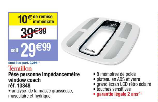 pèse personne impédancemètre window coach terraillon réf. 13348