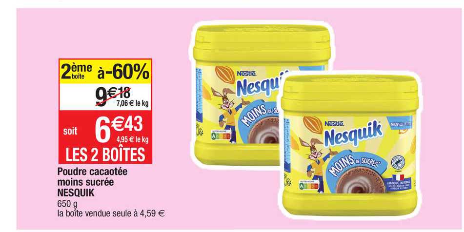 Poudre Cacaotée Moins Sucrée Nesquik