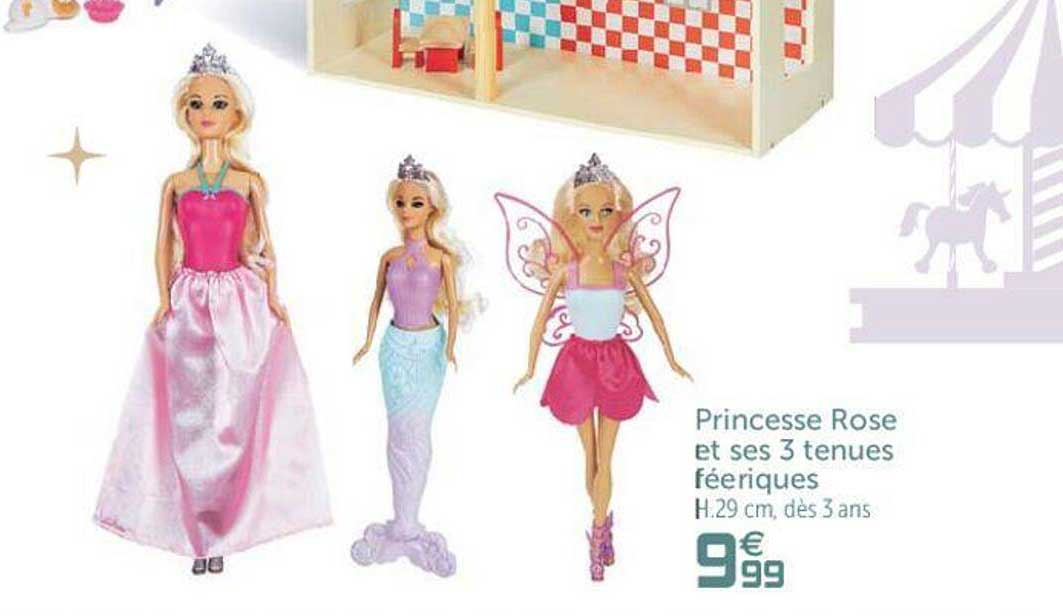 princesse rose et ses 3 tenues féeriques