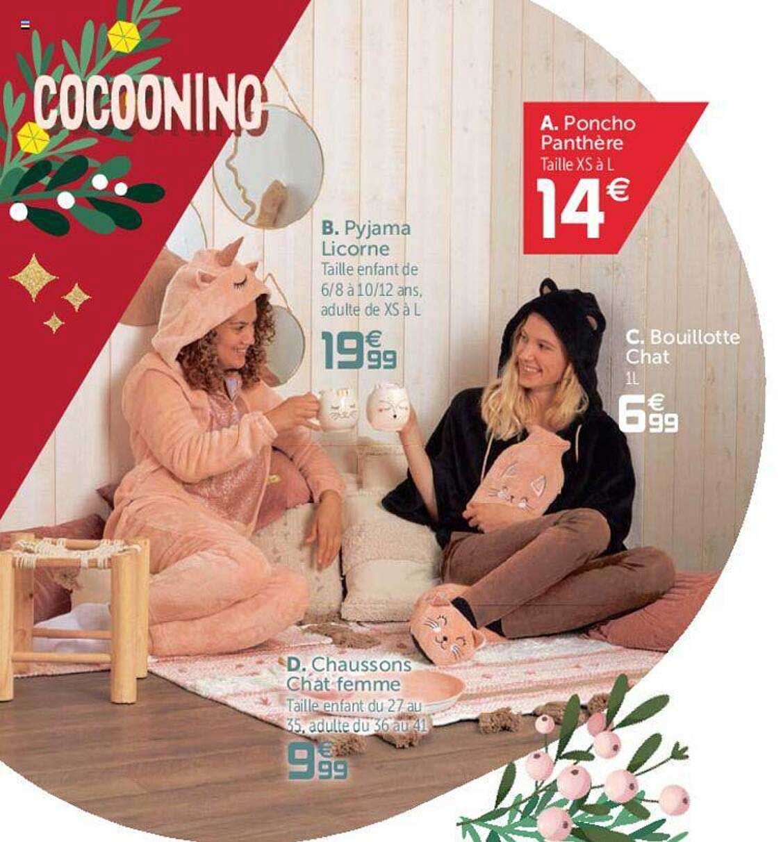 Pyjama Licorne, Bouillotte Chat, Chaussons Chat Femme