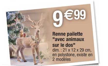 renne paillette "avec animaux sur le dos"