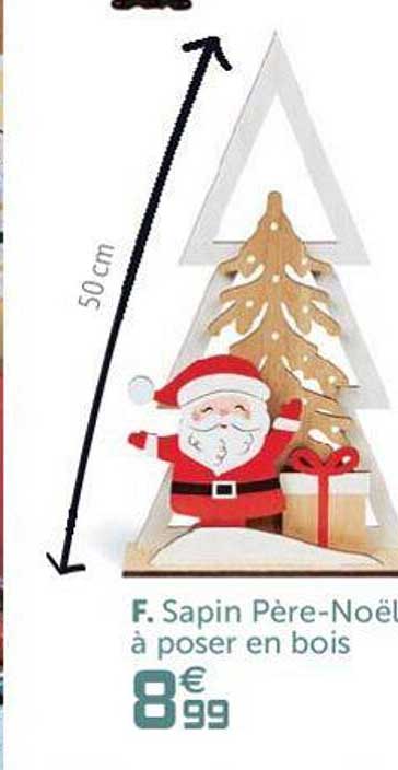 sapin père-noël à poser en bois