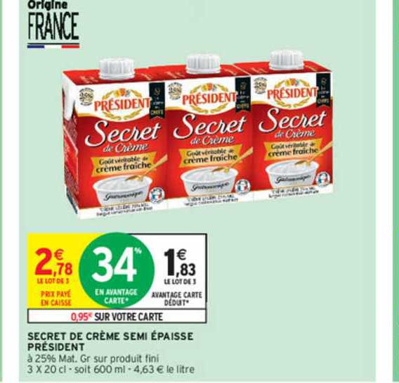 secret de crème semi épaisse président