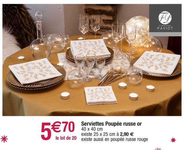 serviettes poupée russe or