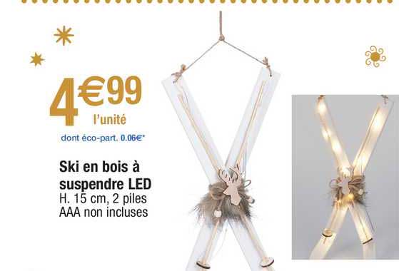 ski en bois à suspendre led