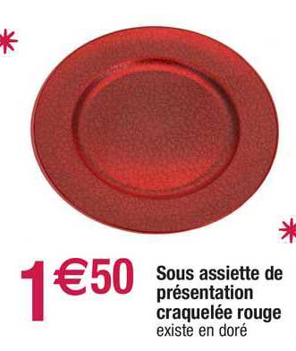 sous assiette de présentation craquelée rouge