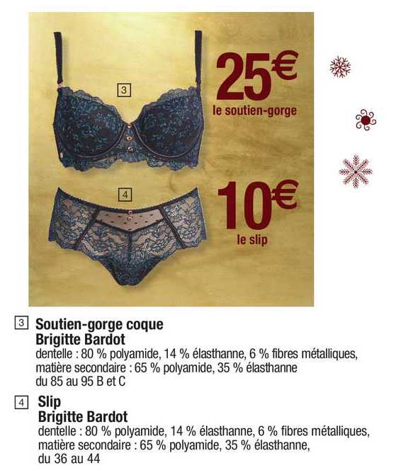soutien-gorge coque brigitte bardot, slip brigitte bardot