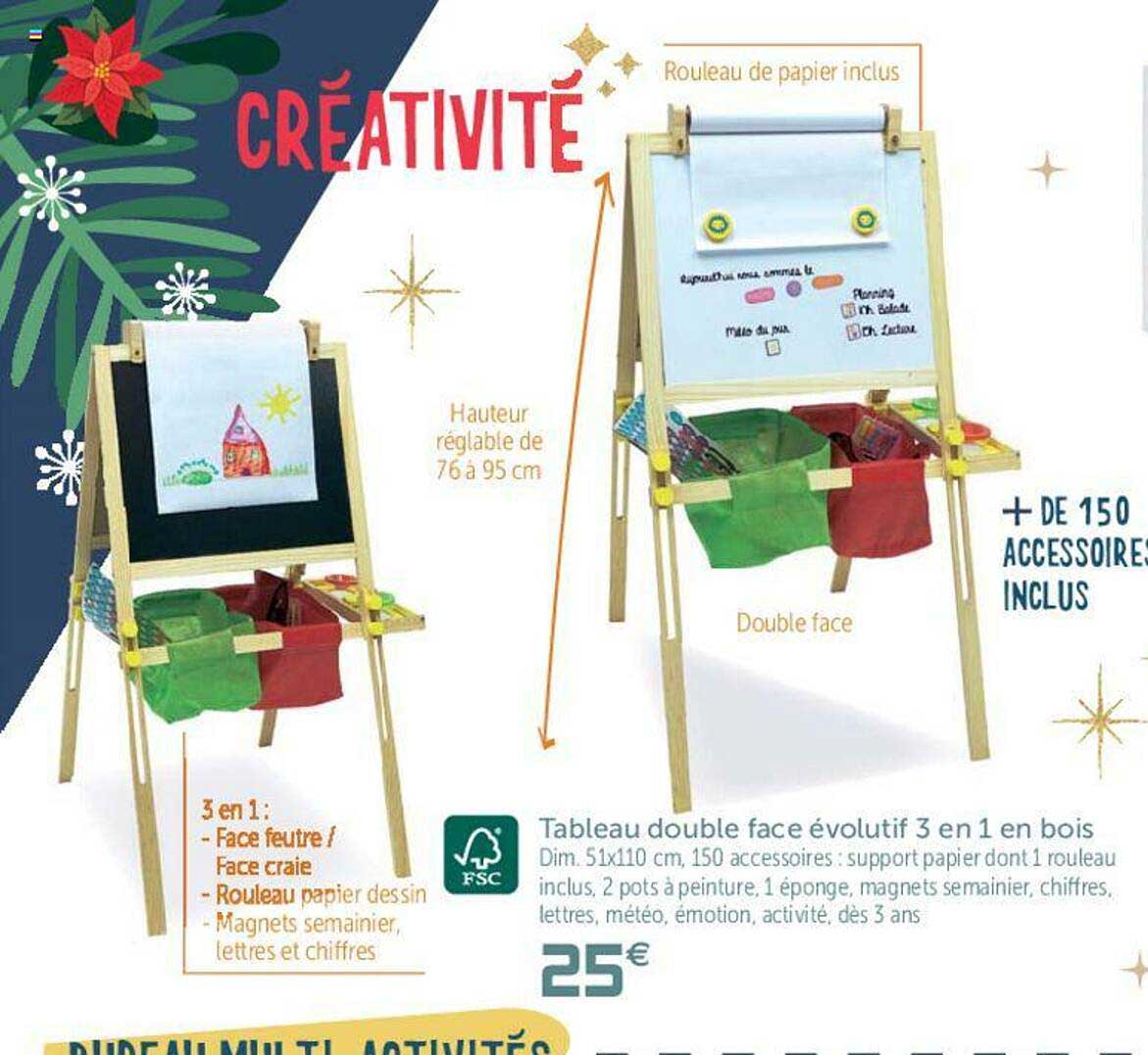 tableau double face évolutif 3 en 1 en bois