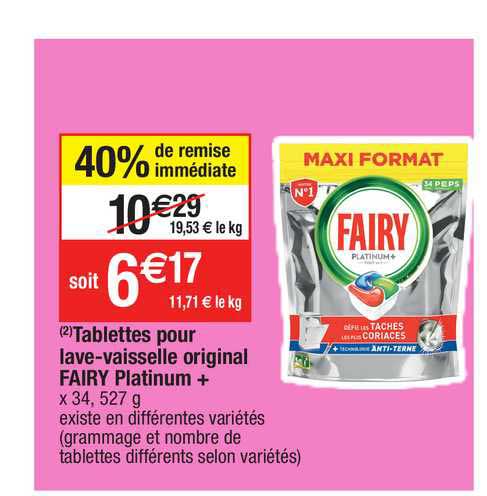 Tablettes Pour Lave-vaisselle Original Fairy Platinum+