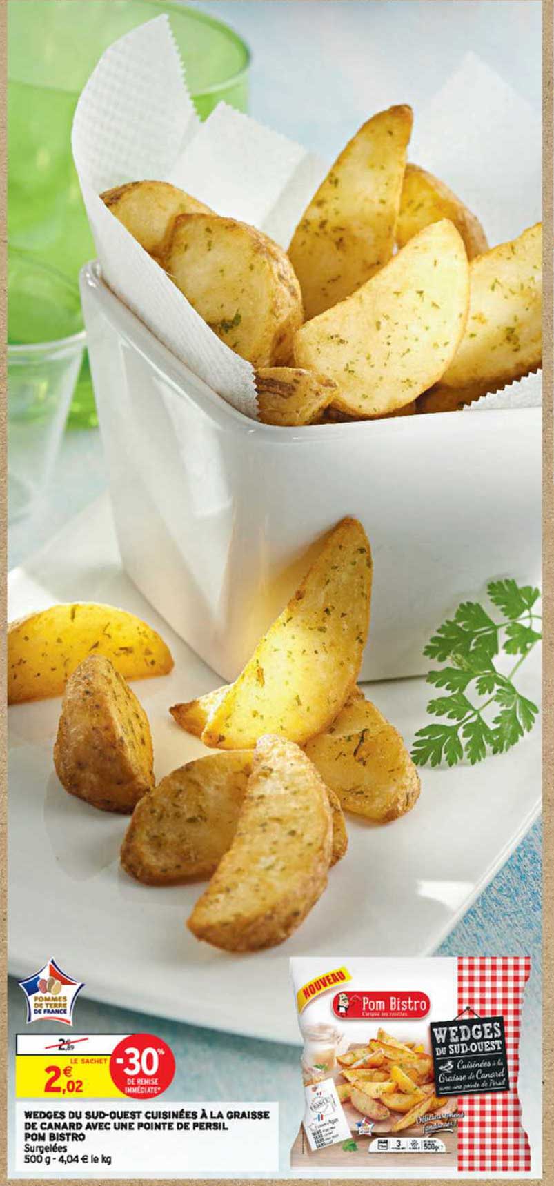 wedges du sud-ouest cuisinées à la graisse de canard avec une pointe de persil pom bistro