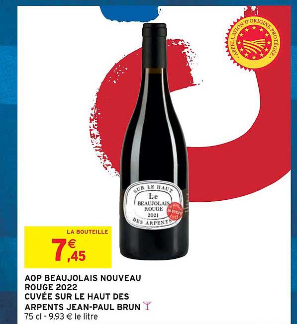 aop beaujolais nouveau rouge 2022 cuvée sur le haut des arpents jean-paul brun